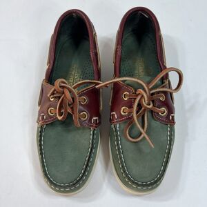 Sebago Docksides Green & Tan Leather Loafers Women’s 6